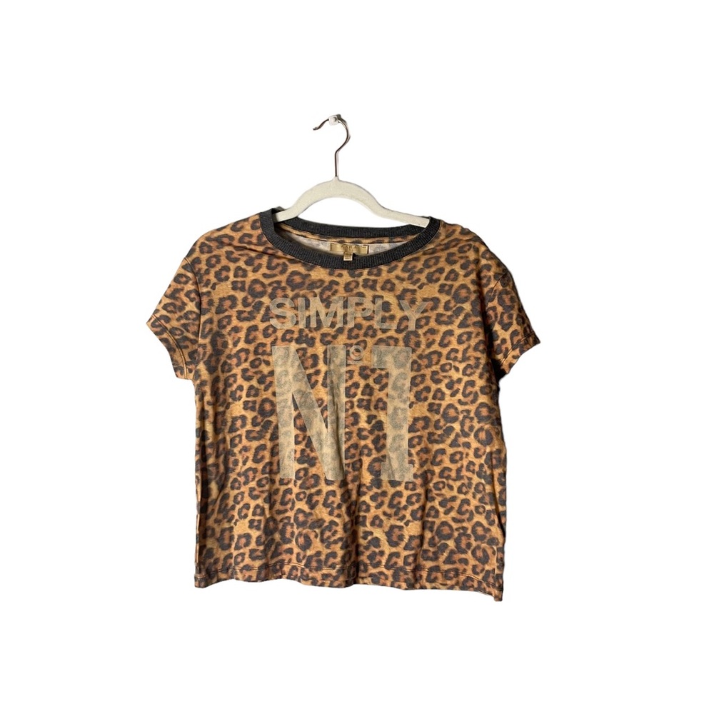 Zara Trafaluc Simply Number 1 Animal Cheetah Leopard Print Short Sleeve Shirt Sm - Picture 2 of 5